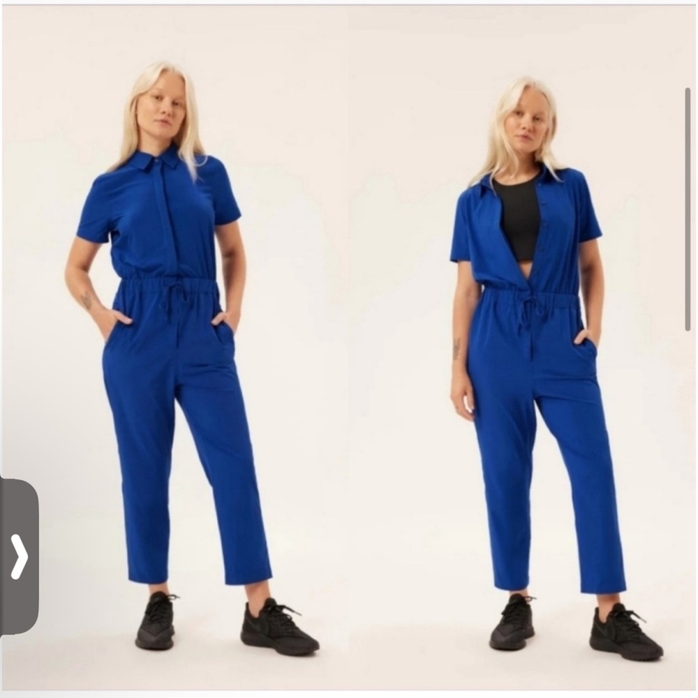 NWT Girlfriend Collective VARSITY Jumpsuit‎ Romper Royal Blue